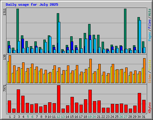 Daily usage for July 2025